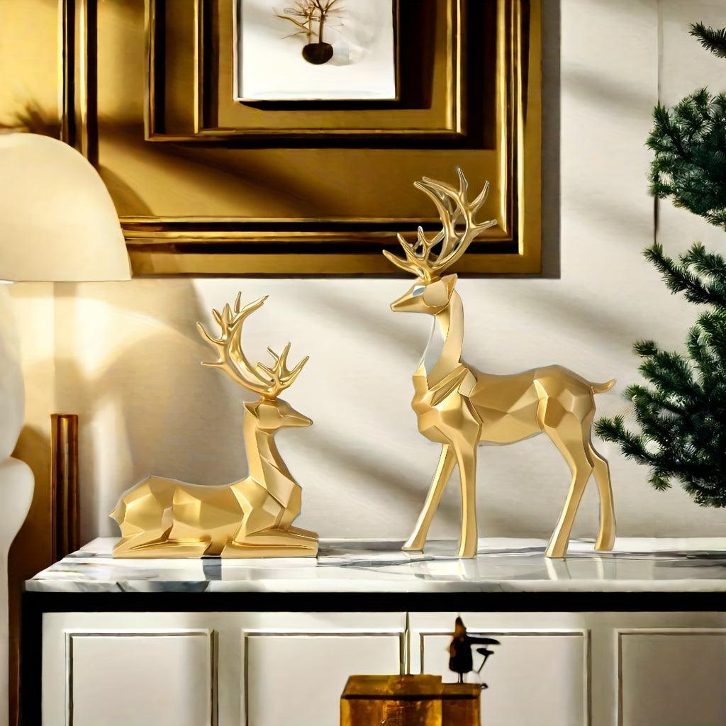 Set of 2 Golden Luxury Deer Figurines By PK LUXUS™ - PK LUXUS