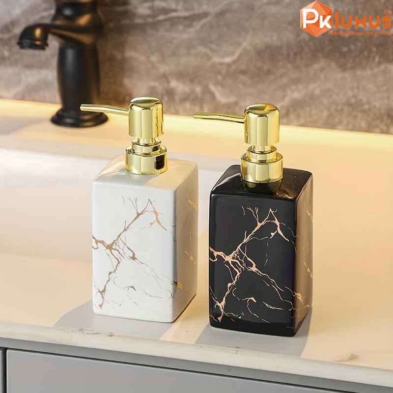 White & Gold High Quality Ceramic Refillable Soap Dispenser By PK LUXUS™ - PK LUXUS