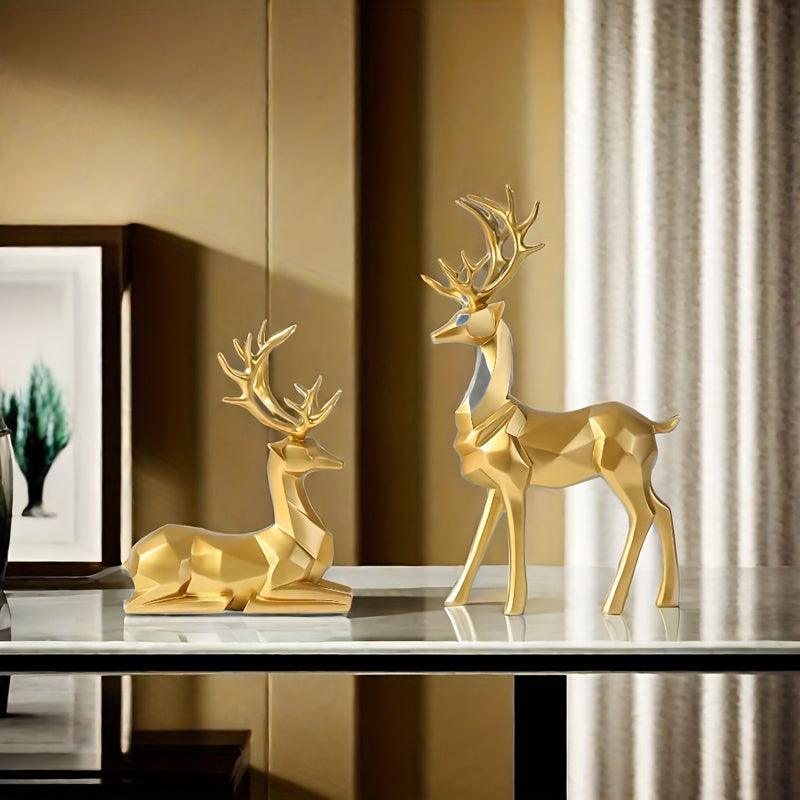 Set of 2 Golden Luxury Deer Figurines By PK LUXUS™ - PK LUXUS