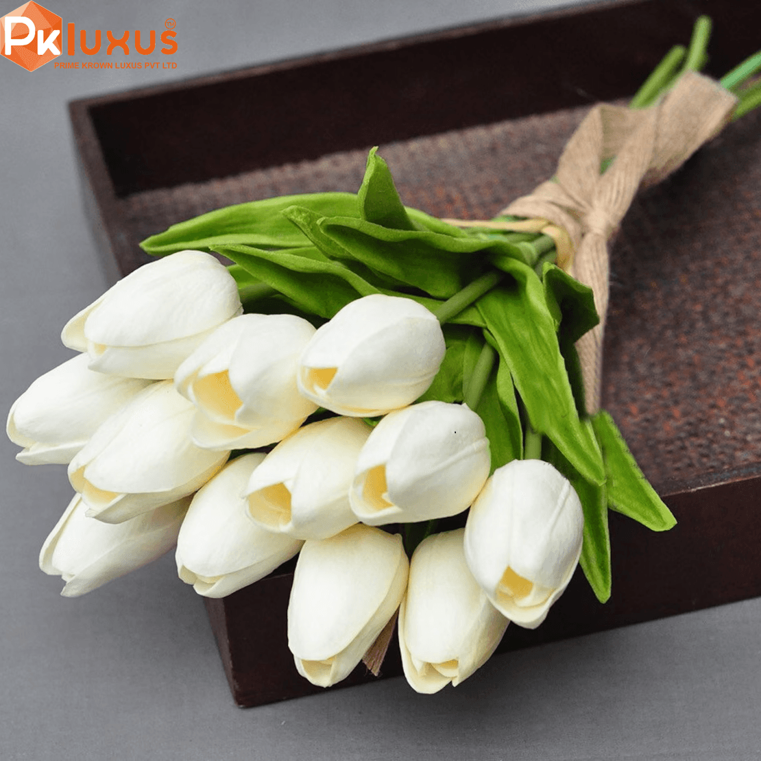 10 Stems Of Real Touch White Tulips Made With Rubber By PK LUXUS™ - PK LUXUS