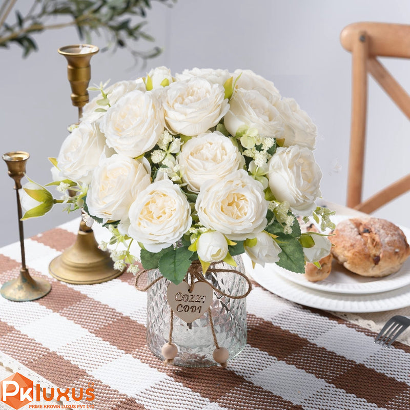 12-Inch Mini Peonies Bouquet Bundle (3 Colors) By PK LUXUS™ - PK LUXUS