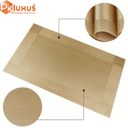 6/8pcs, Luxury PVC Placemats, Square Golden Table Pads By PK LUXUS™