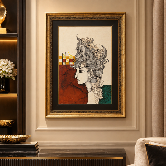 25x32 Inches Real Hand Painted Untitled, Portrait Drawing Wall Art By PK LUXUS™