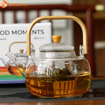 High-Quality Double Wall Glass Teapot with Bamboo Handle PK LUXUS™ - PK LUXUS