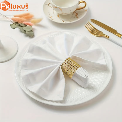 10pcs Luxury Rhinestone Napkin Holders, Golden Shiny Napkin Ring By PK LUXUS™