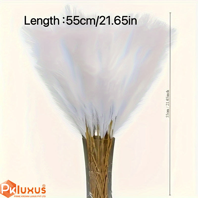 10 Stems Bunch Faux White Pampas Grass/ Feather Flowers By PK LUXUS™