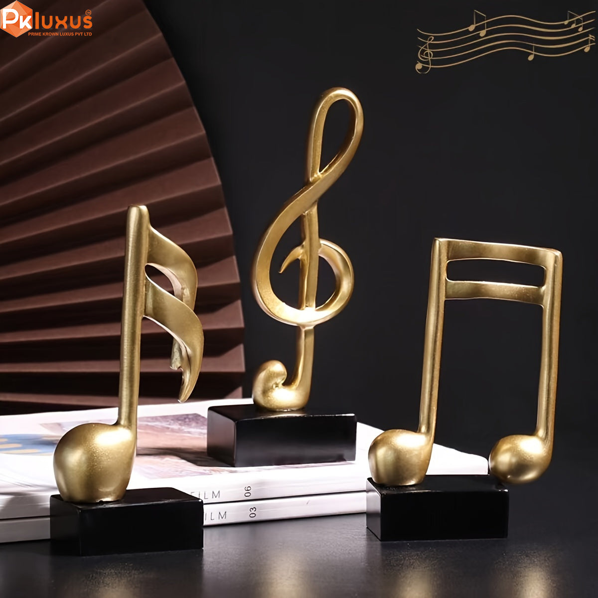 Set of 3 Music Note Icon Statues By PK LUXUS™