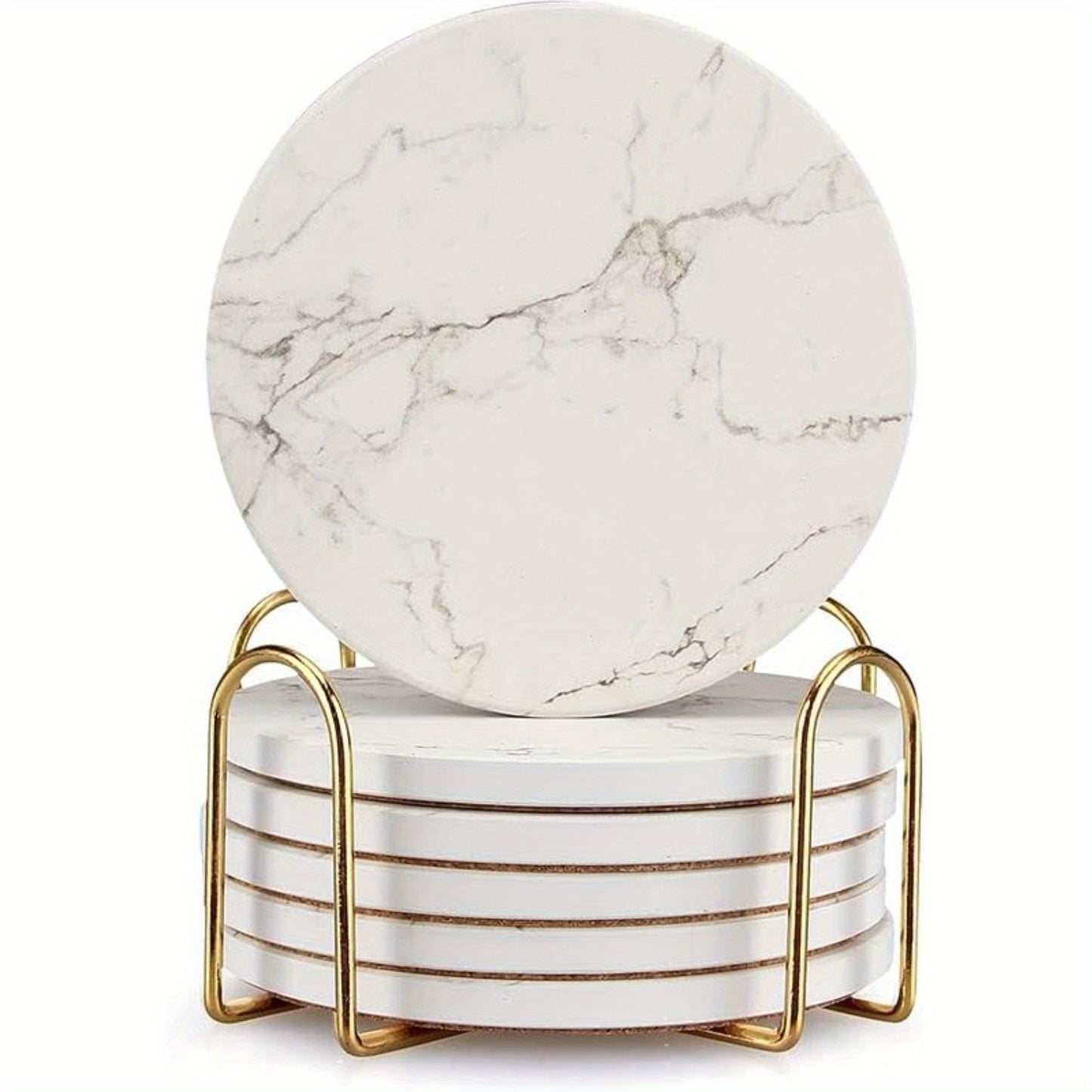 6pcs White Marble Ceramic Coaster Set By PK LUXUS™ - PK LUXUS