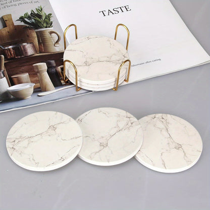 6pcs White Marble Ceramic Coaster Set By PK LUXUS™ - PK LUXUS