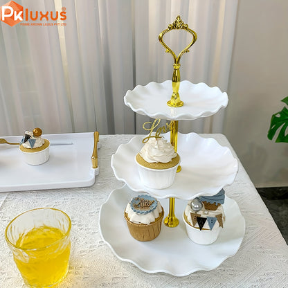 3- Tier Luxury White & Gold Cupcake Stand for Tea Parties By PK LUXUS™