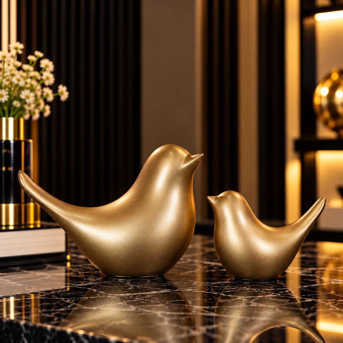 Golden Sparrow Statue Set Of 2 By PK LUXUS™