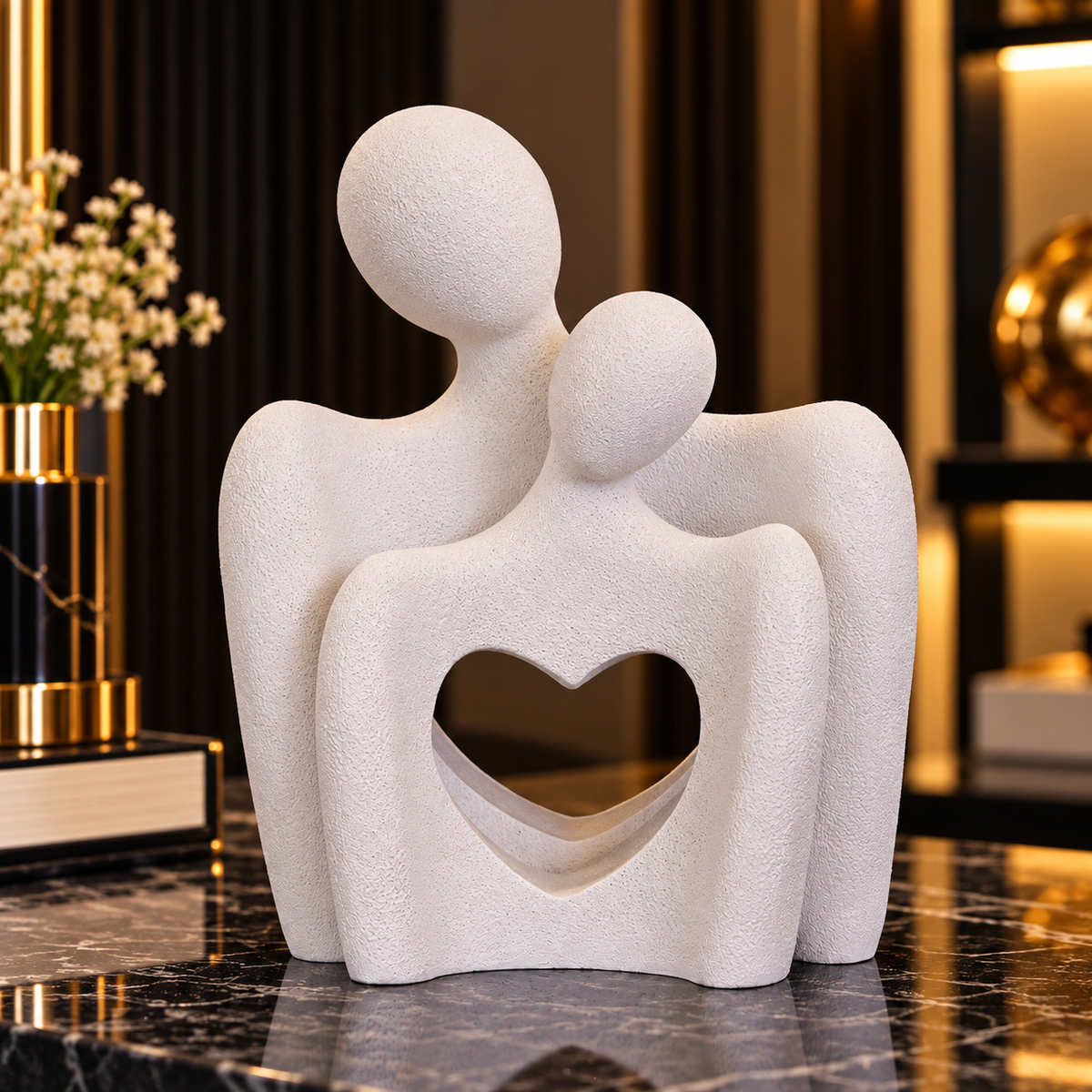 Luxury White Abstract Couple Sculpture By PK LUXUS™