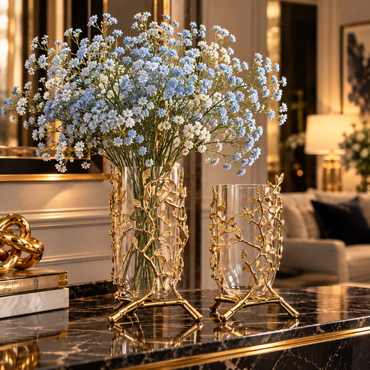 Glass Brass Vase / Brass Candle Holder By PK LUXUS™