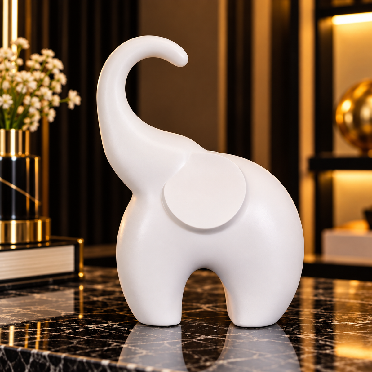 Luxury White Elephant Statue By PK LUXUS™