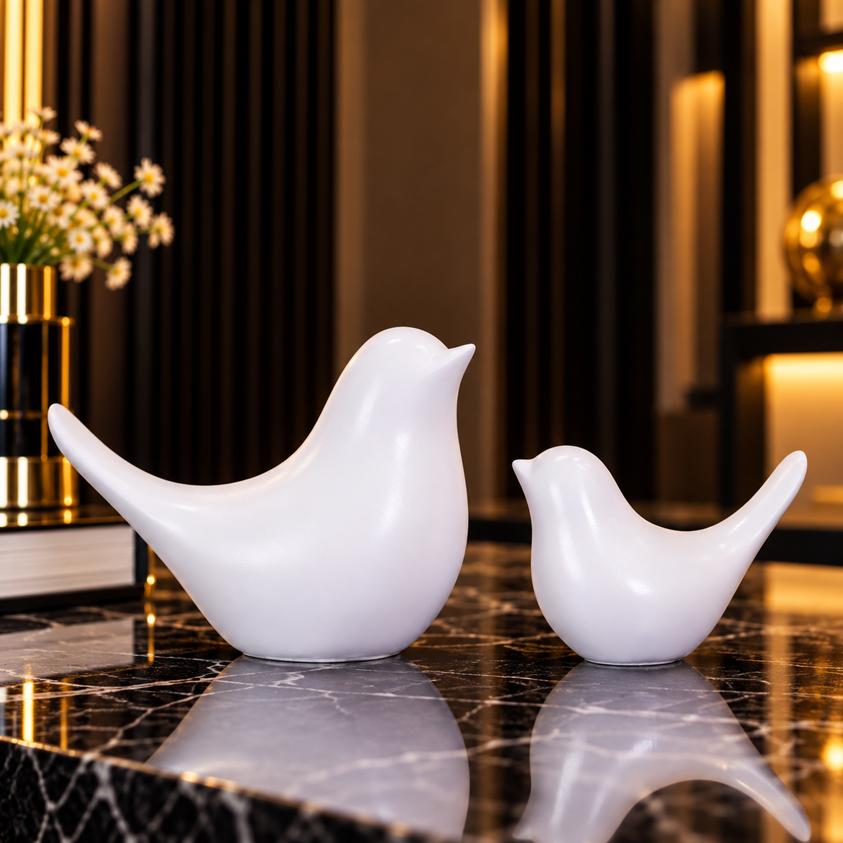 White Sparrow Statue Set Of 2 By PK LUXUS™
