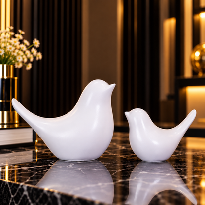 White Sparrow Statue Set Of 2 By PK LUXUS™