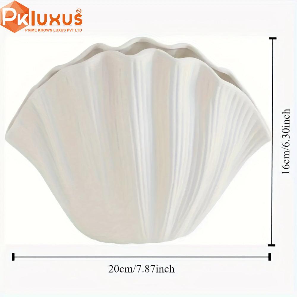 Luxury White Ceramic Shell Vase By PK LUXUS™ - PK LUXUS