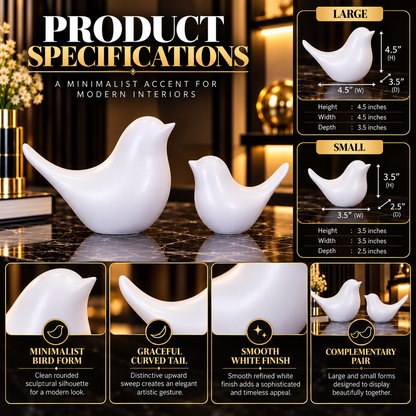 White Sparrow Statue Set Of 2 By PK LUXUS™