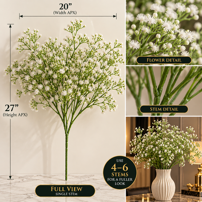 27-Inch 2 Stems of  Baby's Breath Flowers By PK LUXUS™