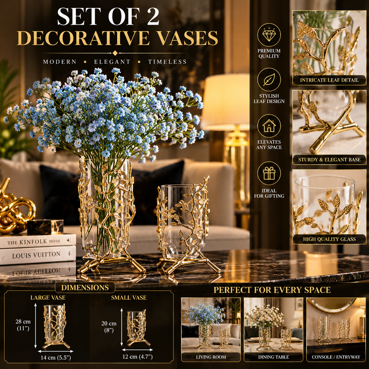 Glass Brass Vase / Brass Candle Holder By PK LUXUS™