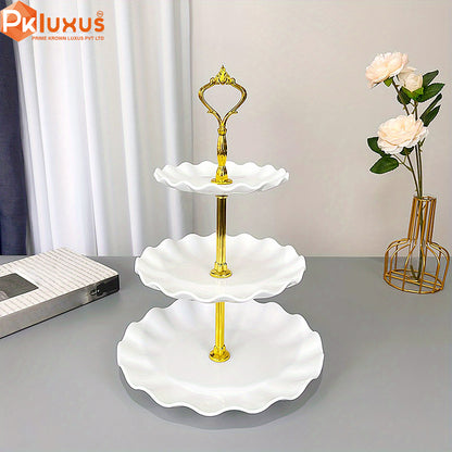 3- Tier Luxury White & Gold Cupcake Stand for Tea Parties By PK LUXUS™