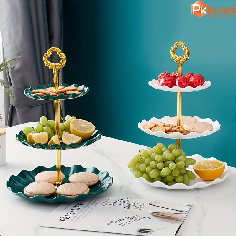 3- Tier Luxury White & Gold Cupcake Stand for Tea Parties By PK LUXUS™