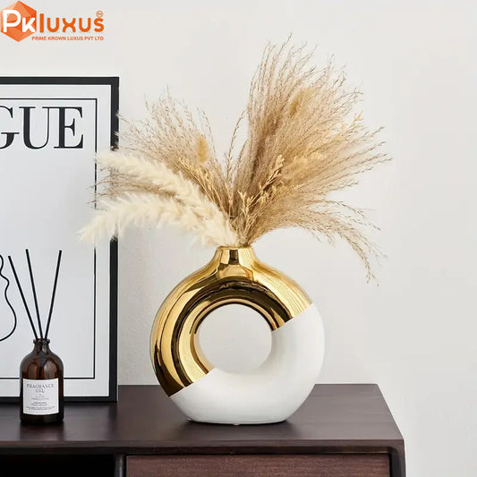 Luxury Gold & White Donut Vase By PK LUXUS™