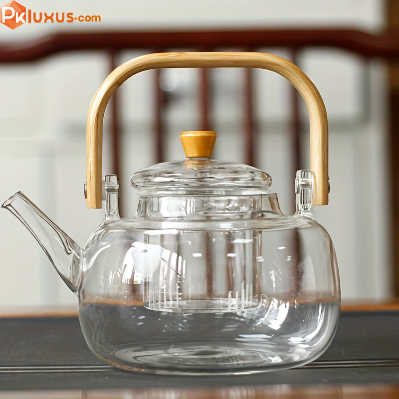 High-Quality Double Wall Glass Teapot with Bamboo Handle PK LUXUS™ - PK LUXUS