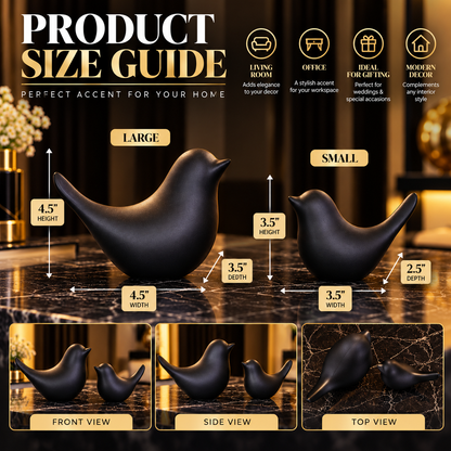 Black Sparrow Statue Set Of 2 By PK LUXUS™