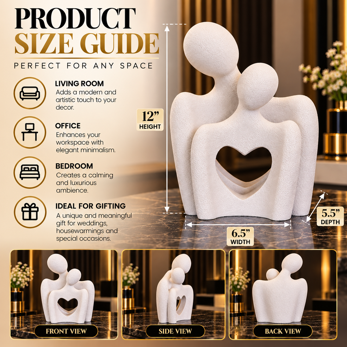 Luxury White Abstract Couple Sculpture By PK LUXUS™