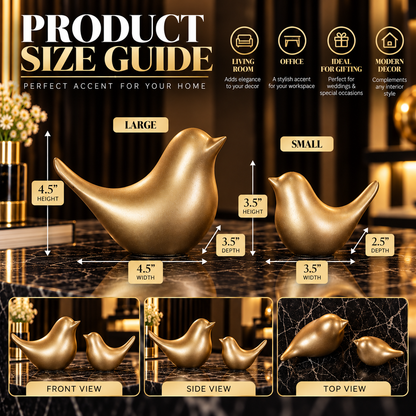 Golden Sparrow Statue Set Of 2 By PK LUXUS™