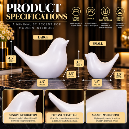 White Sparrow Statue Set Of 2 By PK LUXUS™