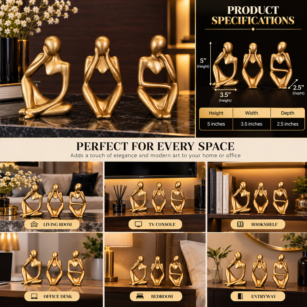 Set of 3 Thinking Mannequin Statues By PK LUXUS™