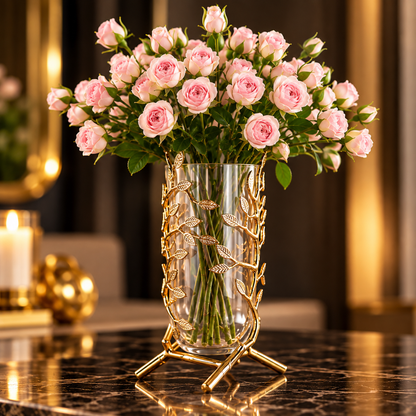 Glass Brass Vase / Brass Candle Holder By PK LUXUS™