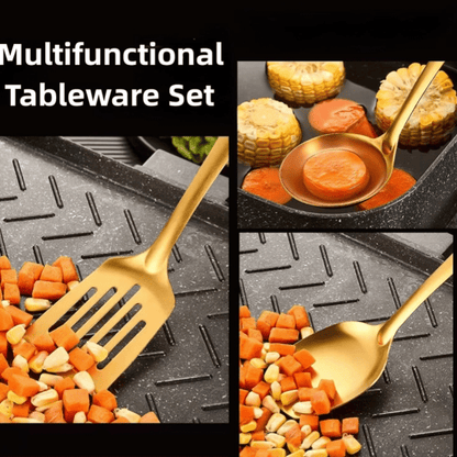 6pcs Korean Style Stainless Steel Gold-Plated Spatula Kitchenware Set By PK LUXUS™