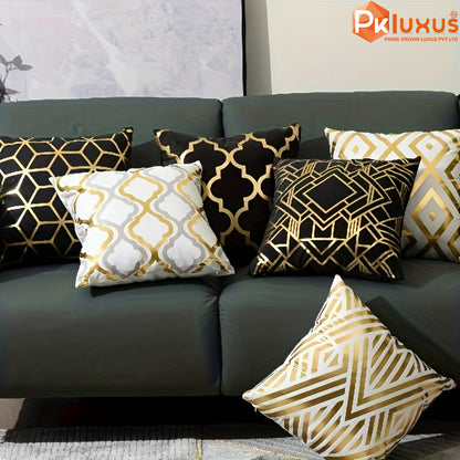 4pcs, Golden Foil Geometric Throw Pillow Covers By PK LUXUS™