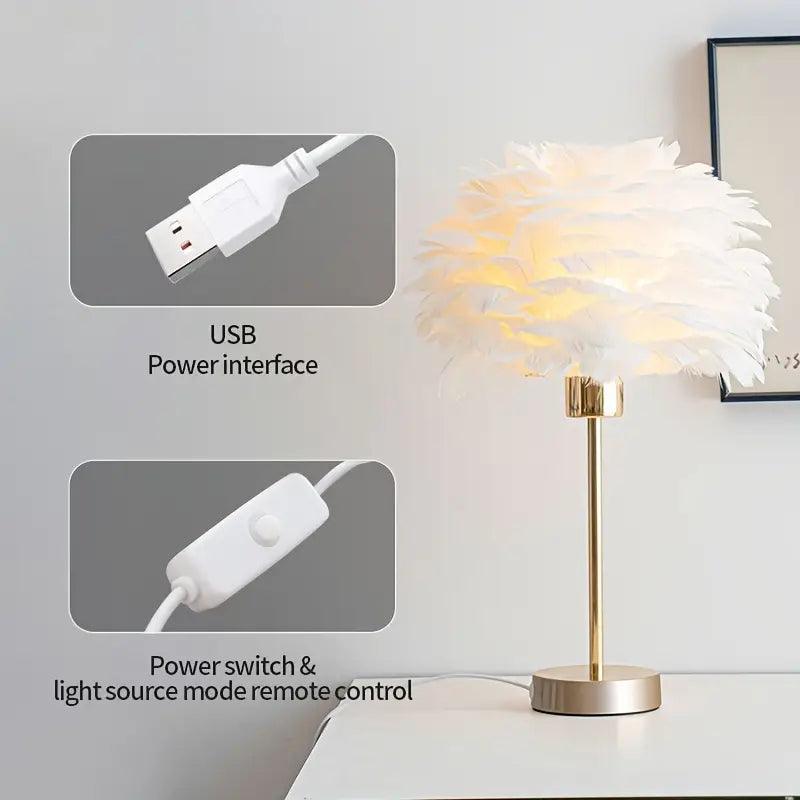 Luxury Feather Table Lamp With Bulbs By PK LUXUS™ - PK LUXUS