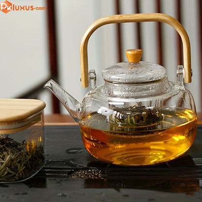 High-Quality Double Wall Glass Teapot with Bamboo Handle PK LUXUS™ - PK LUXUS