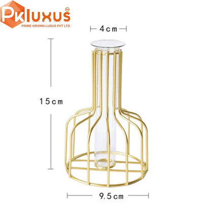 Gold Wine Bottle Vase With Transparent Glass | PK LUXUS™ - PK LUXUS