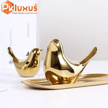 Premium Quality Set of 2 Golden Sparrow Statues | PK LUXUS™ - PK LUXUS