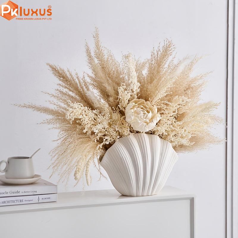 Luxury White Ceramic Shell Vase By PK LUXUS™ - PK LUXUS