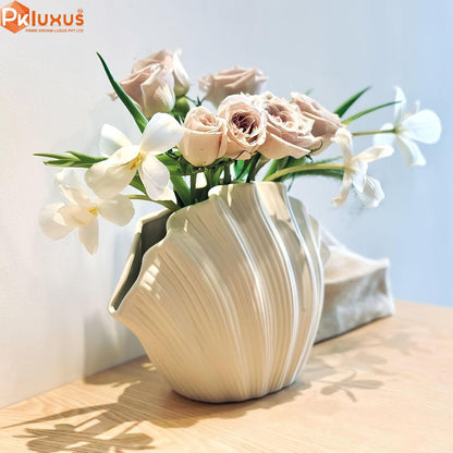 Luxury White Ceramic Shell Vase By PK LUXUS™ - PK LUXUS