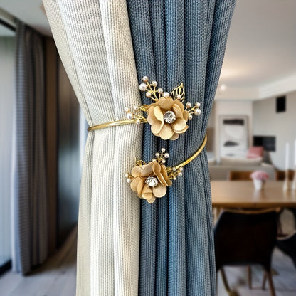 1pc Luxury Metal Faux Pearl Curtain Holdback Flower Design By PK LUXUS™