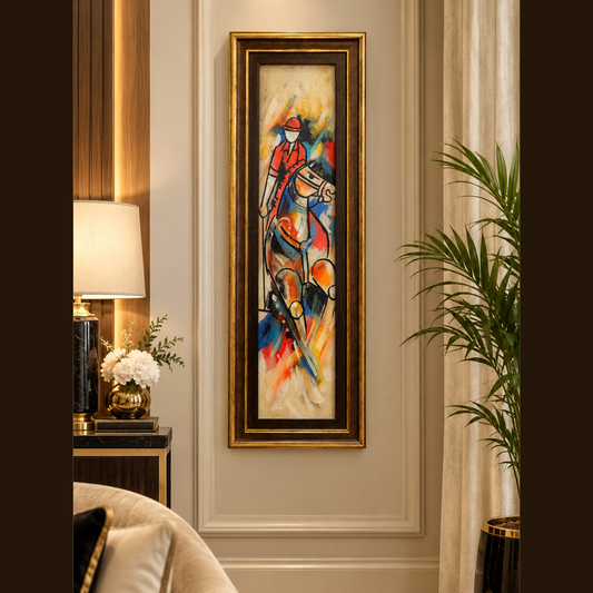 11x28 Inches Real Hand Painted Horse Rider Wall Art By PK LUXUS™