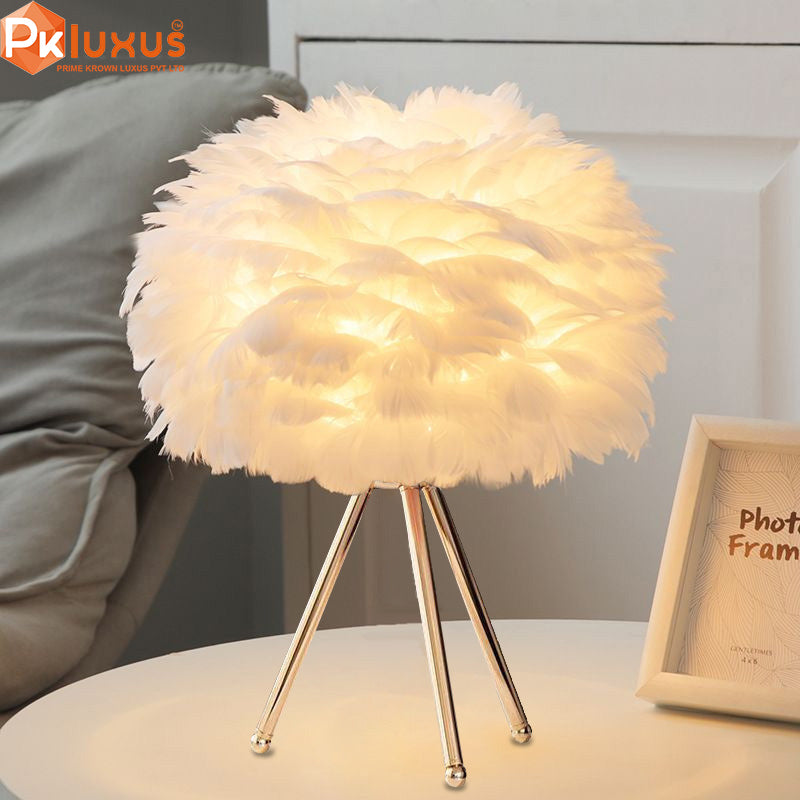 Feather Table Lamp With Tripod Base By PK LUXUS™ - PK LUXUS