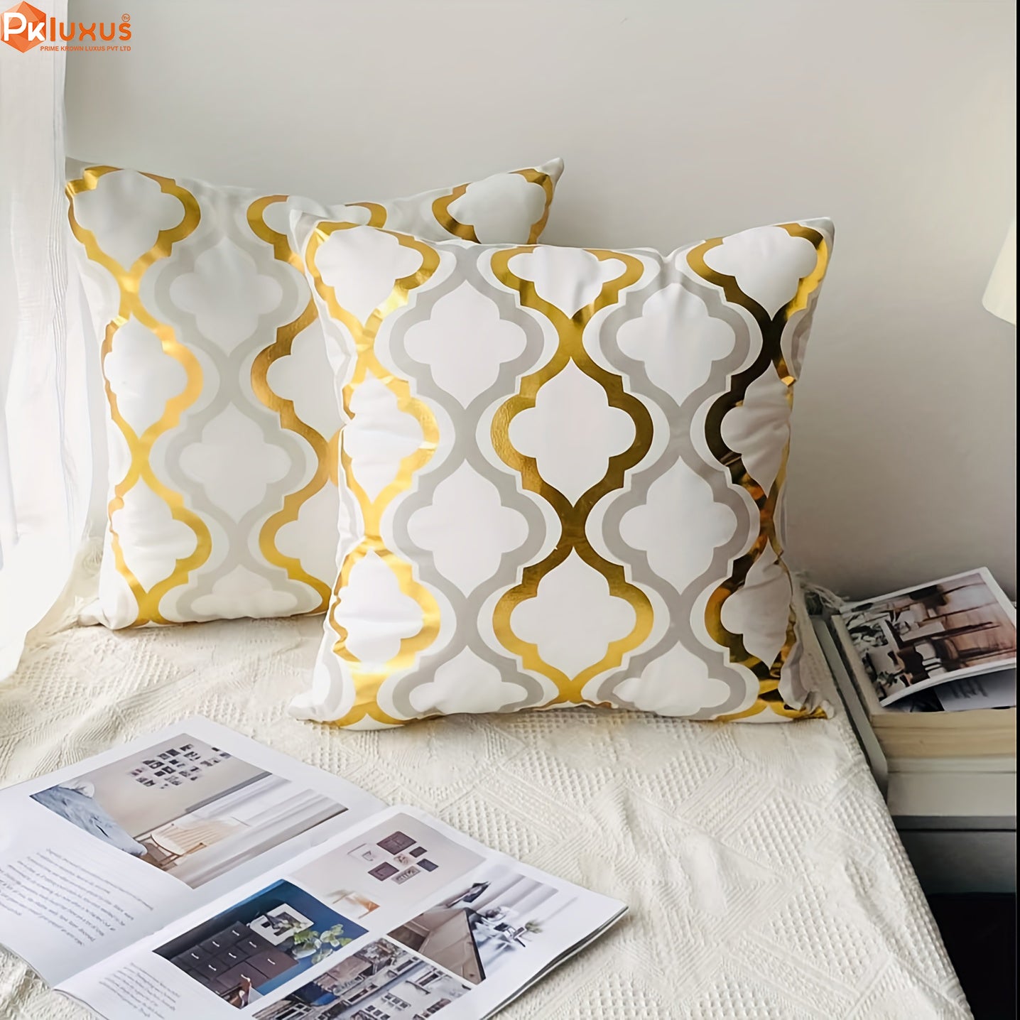 4pcs, Golden Foil Geometric Throw Pillow Covers By PK LUXUS™