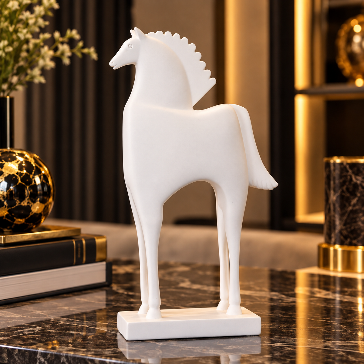 Luxury White Greek Horse Statue By PK LUXUS™