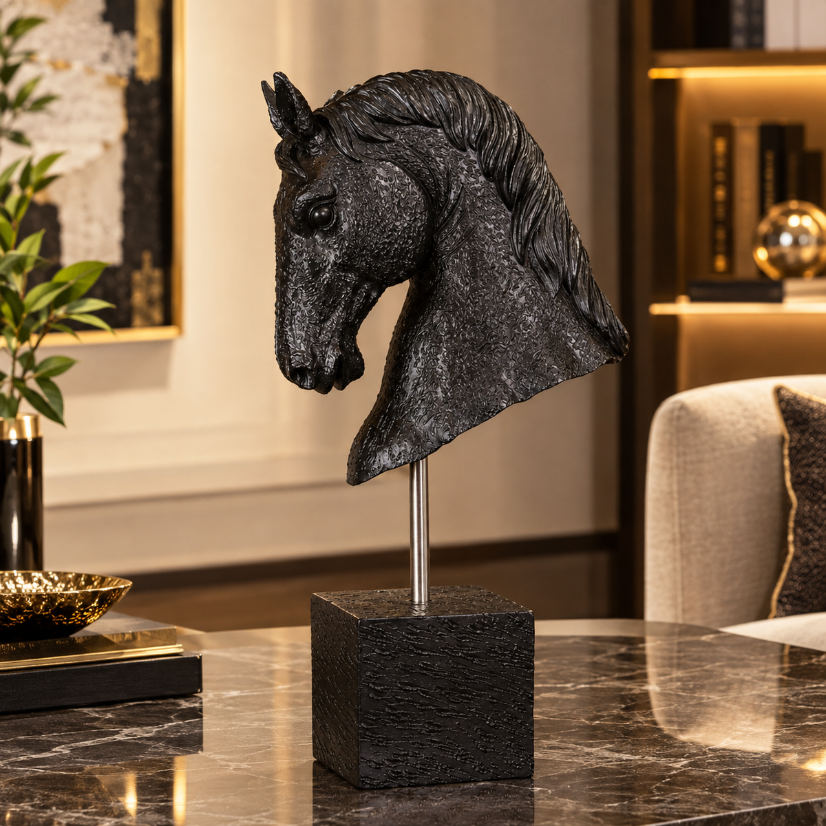 Luxury Black Horse Statue For Side Table By PK LUXUS™