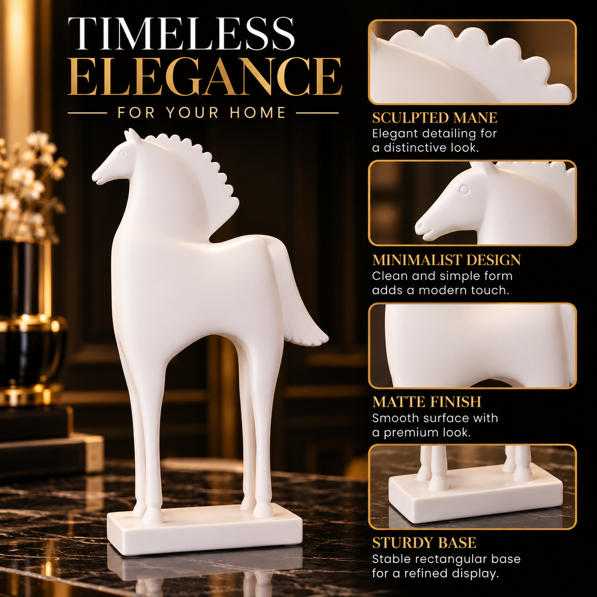 Luxury White Greek Horse Statue By PK LUXUS™