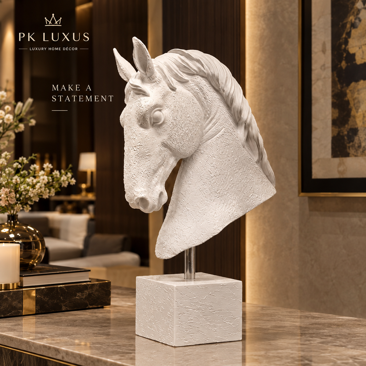 Luxury White Horse Statue For Side Table By PK LUXUS™